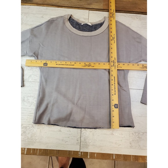 Stateside long sleeve sweatshirt S Rayon Made in USA Reversible stripe wide crew - Picture 3 of 12